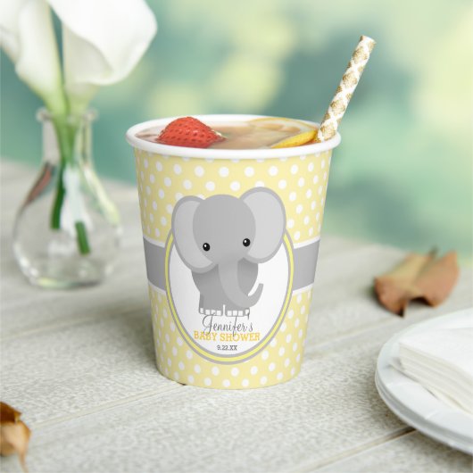 Baby Olifant Baby shower gepersonaliseerd Papieren Bekers (Insitu)
