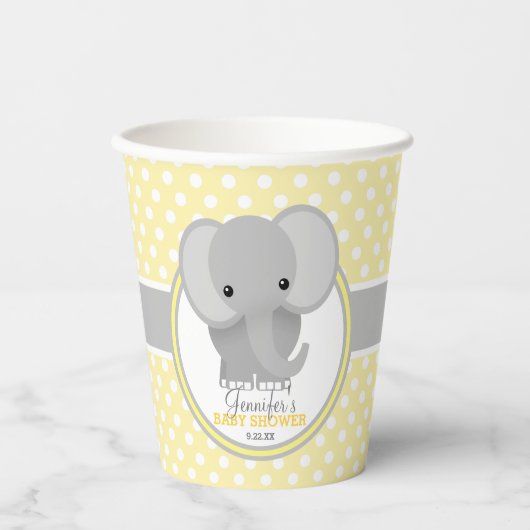 Baby Olifant Baby shower gepersonaliseerd Papieren Bekers (Voorkant)