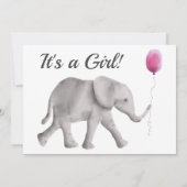 Baby Olifant Baby shower Invitation, roze & grijs Kaart (Achterkant)