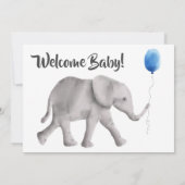 Baby Olifant Baby shower Invite, blauw & grijs Kaart (Achterkant)