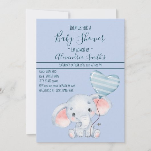 Baby olifant Baby shower Kaart (Voorkant)