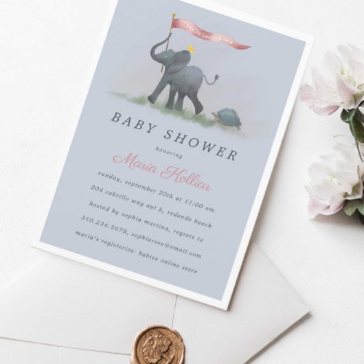 Baby olifant baby shower kaart
