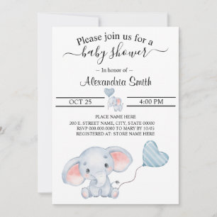 Baby olifant Baby shower Kaart