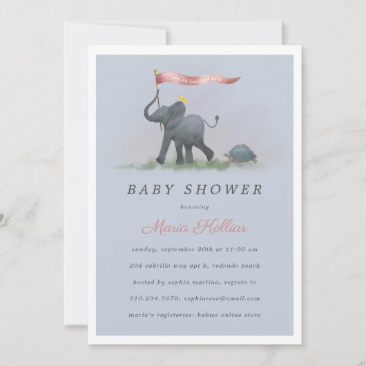 Baby olifant baby shower kaart (Voorkant)
