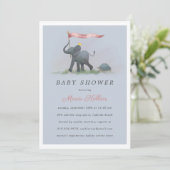 Baby olifant baby shower kaart (Staand voorkant)
