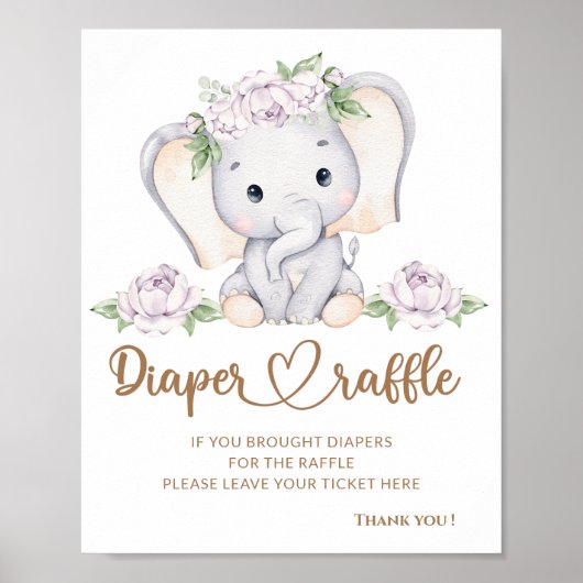Baby olifant baby shower luierhandel poster (Voorkant)