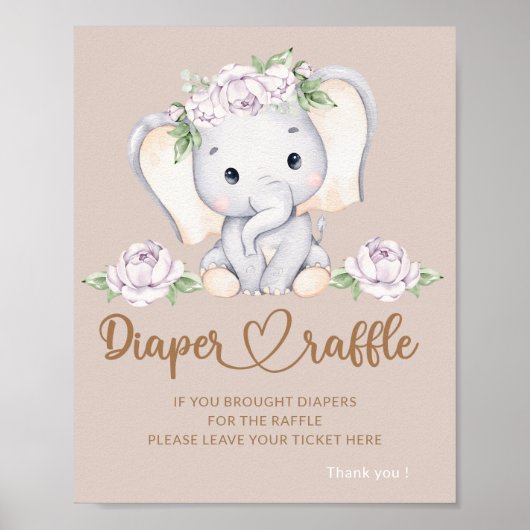 Baby olifant baby shower luierhandel poster (Voorkant)