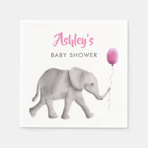 Baby olifant Baby shower Napkins w/Roze ballon Servet