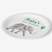 Baby Olifant Baby shower Olifant & Groene Ballon Papieren Bordje (Gekanteld)