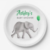 Baby Olifant Baby shower Olifant & Groene Ballon Papieren Bordje (Voorkant)