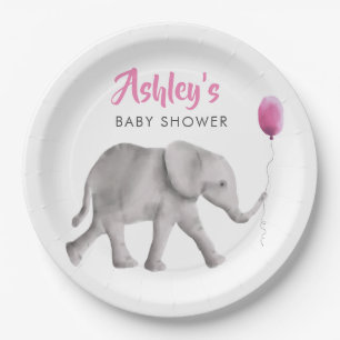 Baby olifant Baby shower, olifant & roze ballon Papieren Bordje