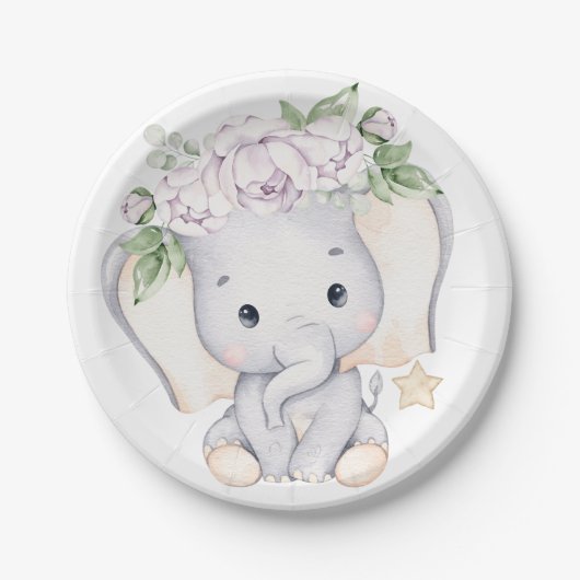 Baby olifant Baby shower Papieren Bordje (Voorkant)