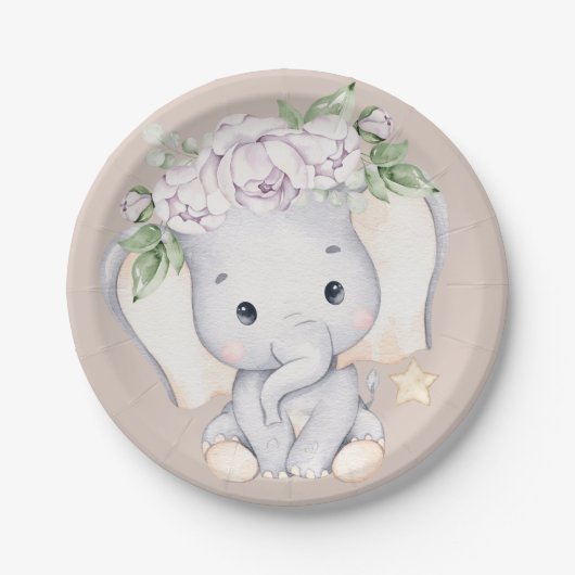 Baby olifant Baby shower Papieren Bordje (Voorkant)