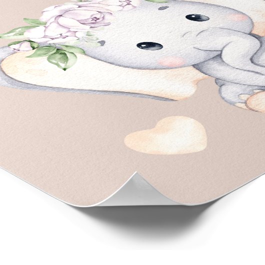 Baby olifant Baby shower raad hoeveel Poster (Hoek)