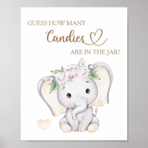 Baby olifant Baby shower raad hoeveel Poster