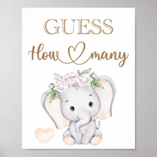 Baby olifant Baby shower raad hoeveel Poster