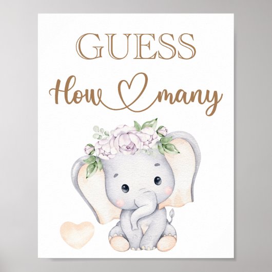 Baby olifant Baby shower raad hoeveel Poster (Voorkant)