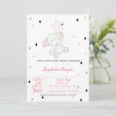 Baby olifant, Baby shower sterren Kaart (Staand voorkant)