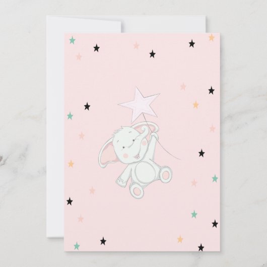 Baby olifant, Baby shower sterren Kaart (Achterkant)