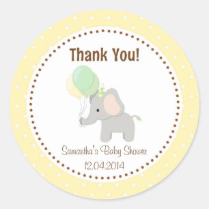 Baby Olifant Baby shower Sticker Geel