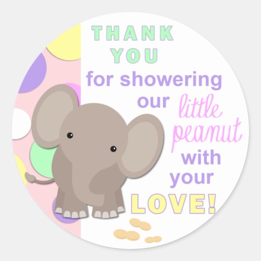 Baby Olifant Baby shower Sticker Roze (Voorkant)