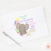 Baby Olifant Baby shower Sticker Roze (Envelop)