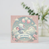 BABY OLIFANT BABY SHOWER UITNODIGING (Staand voorkant)