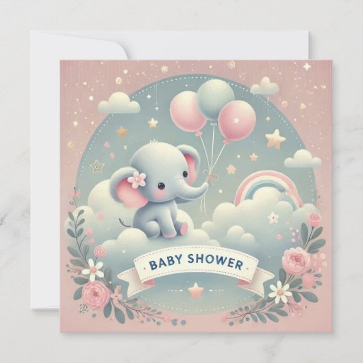 BABY OLIFANT BABY SHOWER UITNODIGING (Voorkant)