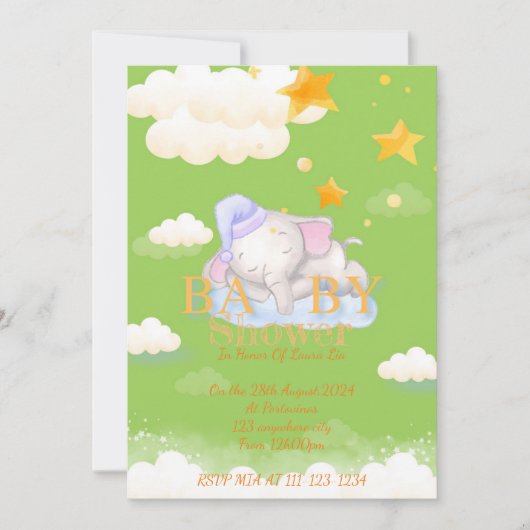 BABY OLIFANT BABY SHOWER UITNODIGING (Voorkant)