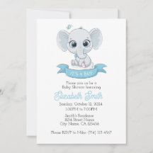 Baby Olifant Baby shower Uitnodiging Sjabloon,