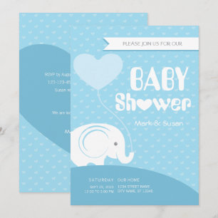 Baby Olifant Baby shower Uitnodiging voor Baby Boy