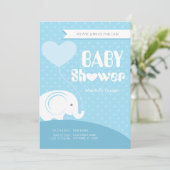 Baby Olifant Baby shower Uitnodiging voor Baby Boy (Staand voorkant)