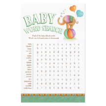 Baby olifant baby shower woordzoeker