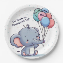 Baby Olifant Ballon Baby Shower Papieren Borden
