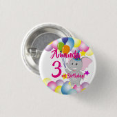 Baby olifant Balloons Birthday Ronde Button 3,2 Cm (Voorkant /achterkant)
