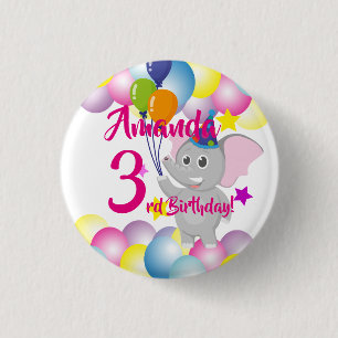 Baby olifant Balloons Birthday Ronde Button 3,2 Cm