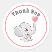 Baby Olifant Bedankt Feest Favor Sticker (Voorkant)