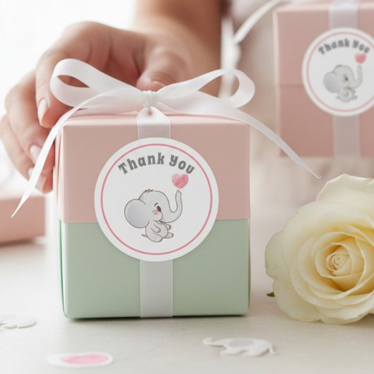 Baby Olifant Bedankt Feest Favor Sticker