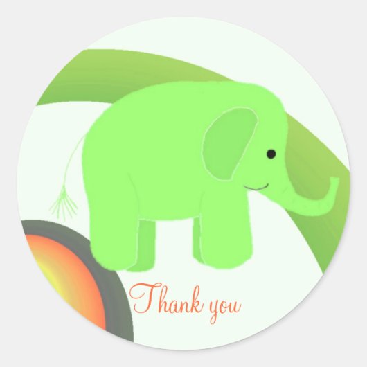 Baby Olifant Bedankt Ronde Sticker (Voorkant)