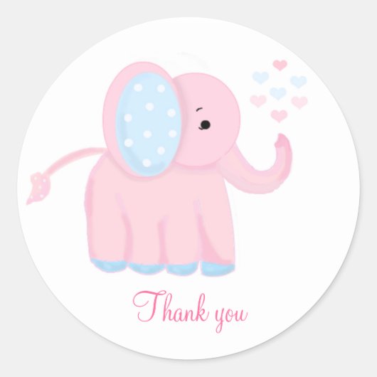 Baby Olifant Bedankt Ronde Sticker (Voorkant)