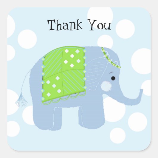 Baby Olifant Bedankt Vierkante Sticker (Voorkant)
