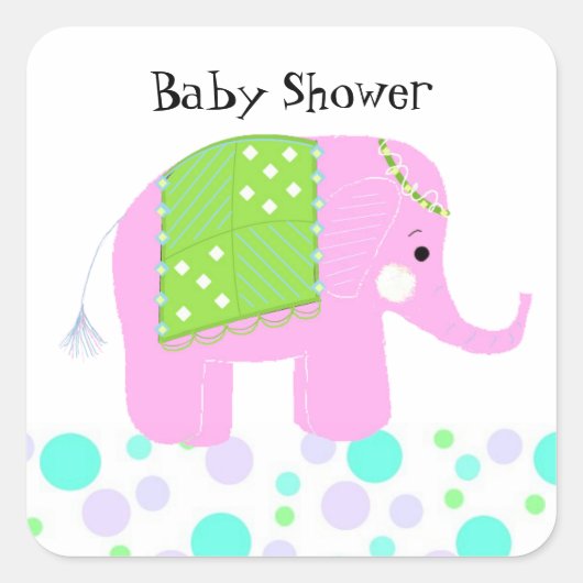 Baby Olifant Bedankt Vierkante Sticker (Voorkant)