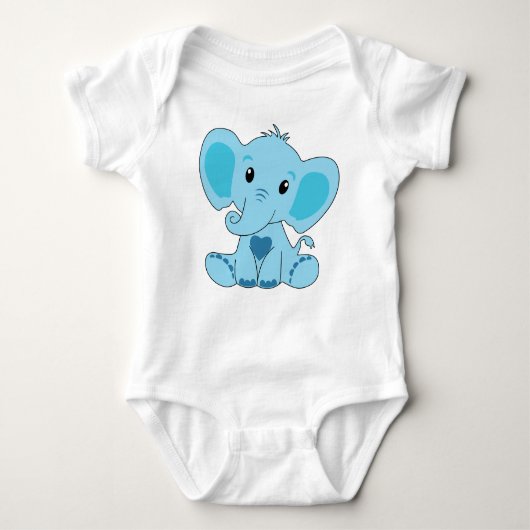 Baby, Olifant, Blauw, Baby Bodysuit, DAM Creatief, Romper (Voorkant)