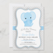 Baby olifant (blauw) Baby shower Kaart (Voorkant)