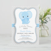 Baby olifant (blauw) Baby shower Kaart (Staand voorkant)
