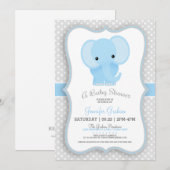 Baby olifant (blauw) Baby shower Kaart (Voorkant / Achterkant)