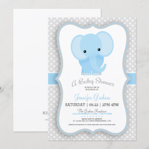 Baby olifant (blauw) Baby shower Kaart