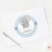 Baby olifant (blauw) Baby shower Ronde Sticker (Envelop)
