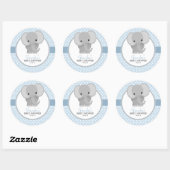 Baby olifant (blauw) Baby shower Ronde Sticker (Vel)