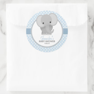 Baby olifant (blauw) Baby shower Ronde Sticker